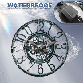 YTAONS Outdoor Wall Clock for Garden, Patio and Deck, 12in Garden Clock Waterproof Clocks -Not Silent (Turquoise-A)