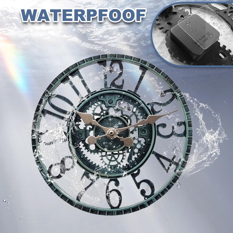 YTAONS Outdoor Wall Clock for Garden, Patio and Deck, 12in