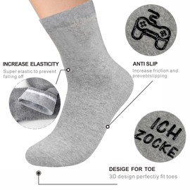 Funny Socks, Gaming Socks with Saying "Bitte Nicht Störren Ich Game" Novelty Cotton Socks Gamer Ankle Socks Non-Slip House Socks Winter Socks Gift for Men and Women Long Socks, Black and Grey