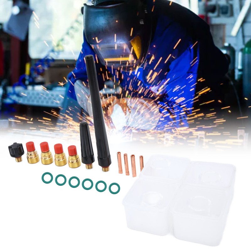 21Pcs TIG Welding Torch Kit Collets Glass Cups Back Caps