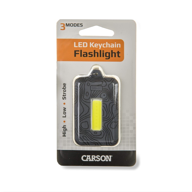 CARSON KL-10GY COB LED Keychain Flashlight with Stainless Steel Keyring,