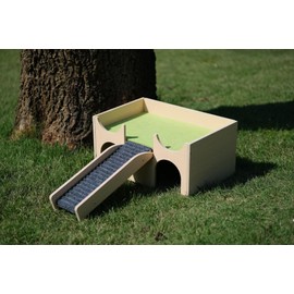 Upgraded Guinea Pig Castle, Large Wooden Guinea Pig Hideout, Small Animal Bed Hut Habitats with Stairs,Detachable Hideouts for Hamsters Bunny Chinchillas Playing Hiding