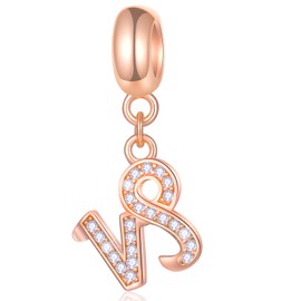 GLOWDAS Zodiac Charms Fit European Charm Bracelet - Rose Gold 925 Sterling Silver Necklace Pendant, 12 Horoscope Constellation Dangle CZ Beads, Birthday Gifts for Women/Men, Sterling Silver Rose Gold