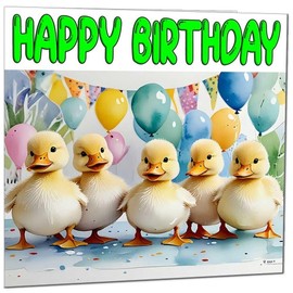 Ducklings Birthday Card - Cute Animal Baby Ducks Birthday Card 145 x 145mm
