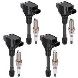 BDFHYK 4 Ignition Coil Pack UF719 and 4 Iridium Spark Plug 91187 Compatible with Nissan Versa 2012-2019, Versa Note 2014-2019 1.6L l4 Coil for C861 COP621 GN10648 5C1896
