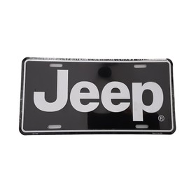 Detroit Shirt Company Jeep Logo License Plate – 6" x 12" Classic Black Metal Plate Made in USA