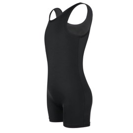 LUOUSE Skinny Gymnastics Leotards For Toddler Girls Scoop Neck With Shorts, Little Kids Buttery Soft Dance Athletic Unitards Biketards Black