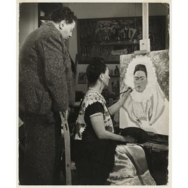 HistoricalFindings Photo: Diego Rovera,Rivera Watching Wife,Frida Kahlo,Work,self,Paint,Mexico City,1940