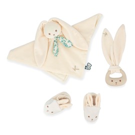 Kaloo - Lapinoo - Newborn Gift Set - Cream Colour - 3 Baby Accessories - Baby’s Comforter + Teething Ring + Booties - 11 cm - 0 Months +, K218013
