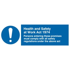 Pack of five - Health & Safety Work Act 1974 Sign - 300x100mm - L31