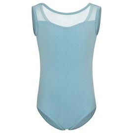 tanzmuster ® Ballet Leotard Girls - Emilia - (92-170) Made of Soft Cotton Fabric with Mesh Insert - Ballet Bodysuit for Children, lightblue