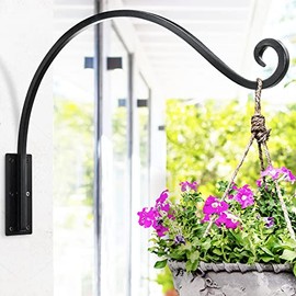 Plant Hanger Bracket｜Hand-Forged Heavy Duty Plant Hooks (22"/Black) Outdoor Durable and Stable for Hanging Plant Bracket