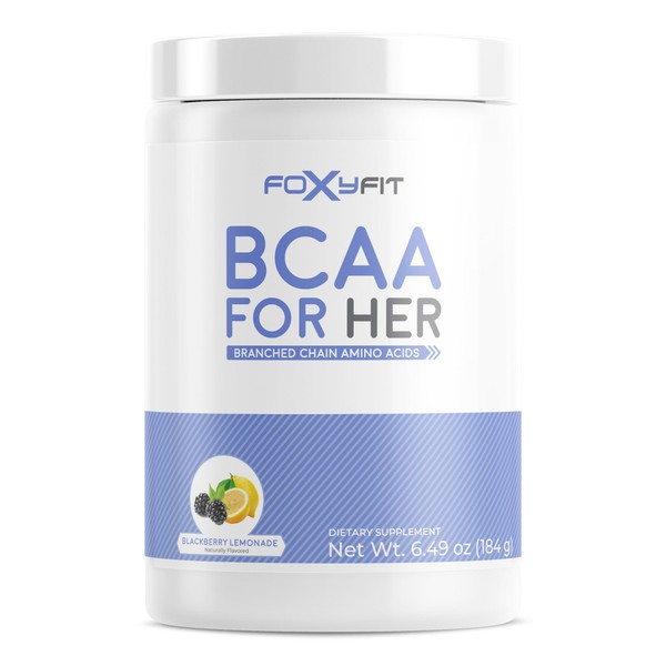 FoxyFit BCAA for Her | Branched Chain Amino Acids for Women to Boost Hydration and Reduce Soreness, BlackBerry Lemonade (BCAA Powder - 20 Servings)