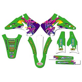 2003-2008 KX 125 Throwback Green Senge Graphics Base Kit Compatible with Kawasaki
