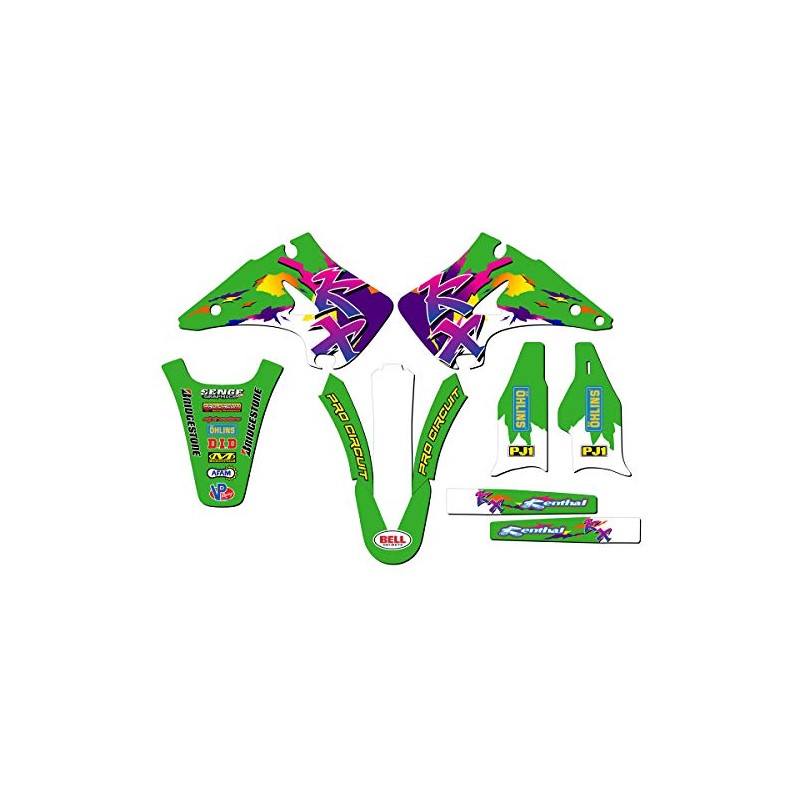 2003-2008 KX 125 Throwback Green Senge Graphics Base Kit Compatible