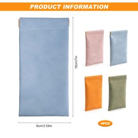 Soft Glasses Case Pouch Sunglasses Case Sleeves Pouch Leather Slim Glasses Cases Cover Soft Squeeze Top Eyeglass Storage Bags