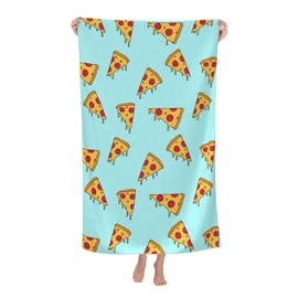 VOOHDDY Cute Pizza Slice Beach Towel Soft Absorbent Microfiber Quick Dry Large Bath Towels for Bathroom Women Men Girls Pool Camping Travel Swimming Picnic Sports