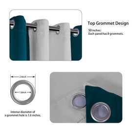 LORDTEX Color Block Blackout Curtains for Bedroom - Insulated Thermal Drapes, Sun Light Blocking & Noise Reducing Grommet Window Panels for Living Room, Set of 2 Panels, 50 x 95 Inch, Sapphire/Silver