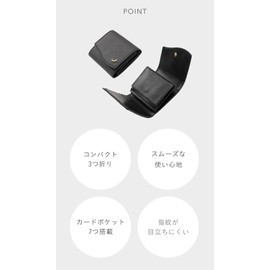 Salisty Mini Wallet, Women's Mini Wallet, Trifold, Compact, Stylish, charcoal black