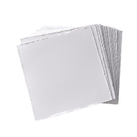 tumuarta Watercolour Paper with Deckle Edge, 100% Cotton, 300 g/m², 30 Sheets, Acid-Free, Handmade Watercolour Paper for Mixed Media (20 x 20 cm)