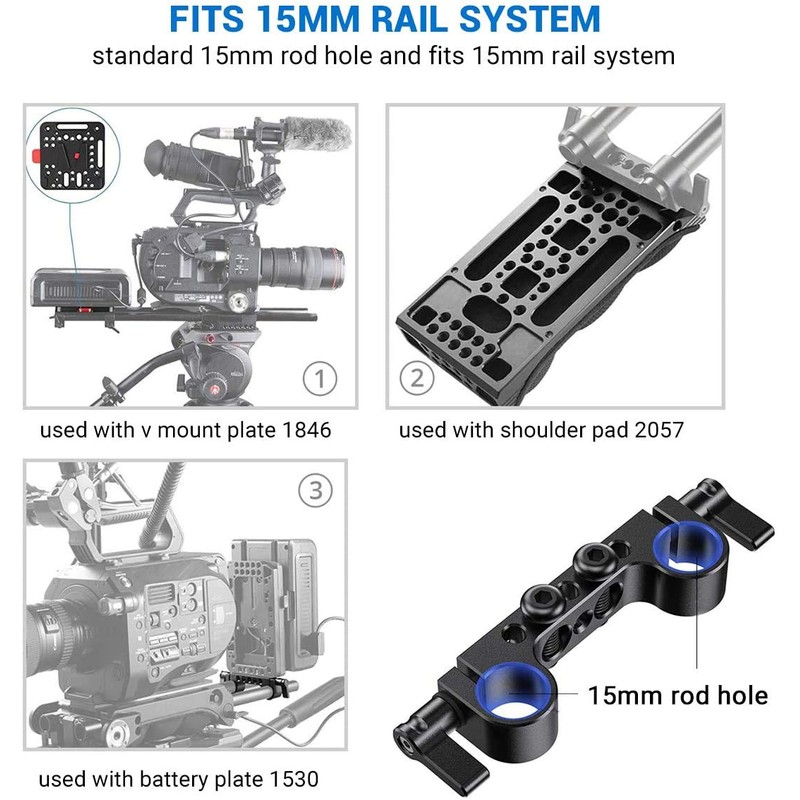 SMALLRIG 15mm Dual Rod Clamp for 15mm Rail Support System