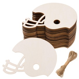 AWIZOM 48 Pcs Wooden Football Helmet Cutouts Unfinished Wood Rugby Helmets Slices Blank Wooden Hockey Helmet to Paint Wood Ornaments for DIY Crafts Door Hanger Sport Themed Party Decor,4.72x3.46 Inch