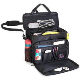 CURMIO Patrol Bag Law Enforcement, Car Seat Organizer, Truck Organizer with Padded Sleeve for Laptop, Patent Design, Black