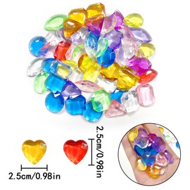HAIKING Multi-Colored Treasure, 50 Pcs Toy Gems Pirate Treasure Jewels for Table Decorations, Wedding Decoration, Pirate Party (Multiple Colors)
