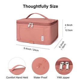 NOL Natural Organic Lifestyle Small Lunch Bag Mini Lunch Box Insulated Lunch Bag for Men/Women Leakproof Cooler Tote Bag Lightweight Nylon Waterproof Lunch Box For Work, Dark pink