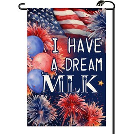 I Have A Dream MLK Day Garden Flag 12x18 Inch Vertical Double Sided Martin Luther King Jr Day American Flag Fireworks Small Flags Farmhouse Outside Decoration For Yard (ONLY FLAG) MLK02