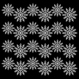 Robelli Pack of 24 Christmas Tree Glitter Snowflake Pendant Decorations (White)