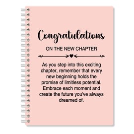 QYUVK Congratulations On The New Chapter Pink Hardcover 160 Pages Blank Spiral Notebooks, New Start New Job Gifts for Coworker, Cheer Up Gifts for Teammate, Job Promotion Gifts for Staff Employee