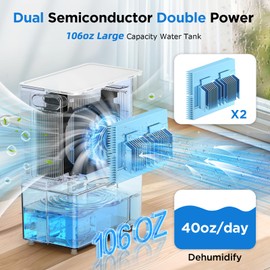 Dehumidifier, 106 OZ Water Tank (1000 sq.ft) Dehumidifiers for Home, Quiet Dehumidifier for Bathroom Bedroom Basement RV with Timer Setting, Auto Shut Off, 7 Colors LED Light, Sleep Modes, White