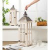 TIMRIS Large Rustic Wooden Decorative Lantern Set of 2, Modern