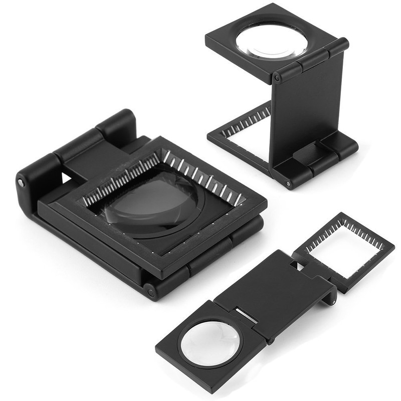 Zinc Alloy Mini Folding Magnifier Three-Folding Magnification Tool with Scale