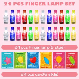 Bnsikun Valentines Day Gifts for Kids, 24pcs Finger Lights Valentines Party Favors Classroom Gifts Valentines Light Up Bulk Toys Party Favors Supplies Valentines Exchange Goodie Bag Fillers Treats