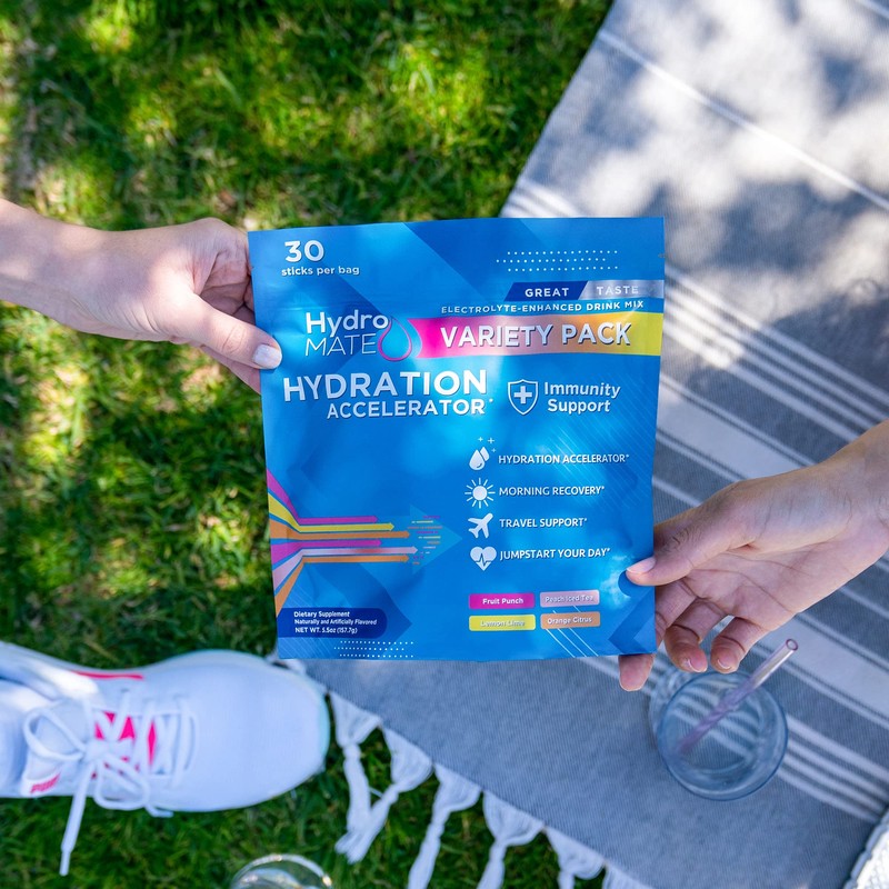 HydroMATE Electrolyte Powder Variety Pack Hydration Packets Low Sugar 30