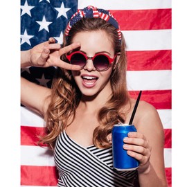 4th of July Headband Accessories Outfits for Women American Flag Headband USA Flag Star Knotted Headband Red White and Blue Patriotic Wide Top Knot Headband Independence Day Parade Party Gifts