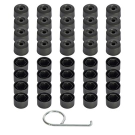Yeetandoo 20PCS Car Wheel Lug Nut Covers - Black Tire Bolt Caps with Removal Tool, Compatible with VW, Jetta, Beetle, Passat, GTI, CC (20)