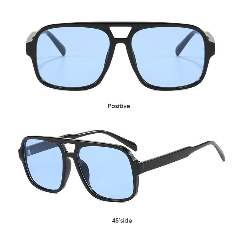 RUNHUIS Vintage 70s Sunglasses Women Men Retro Large Square Frame