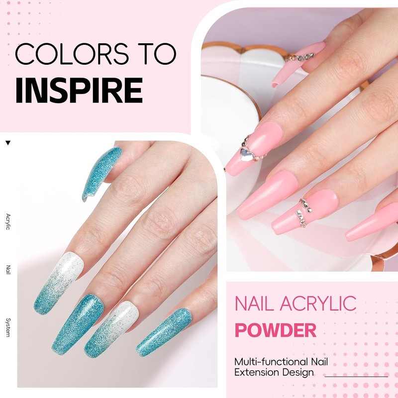 58PCS Acrylic Nail Kit for Beginners with Everything, 3 Colors