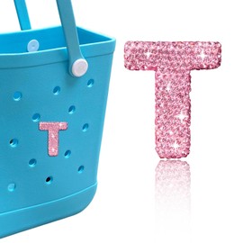 HLUWA - Dijes con letras de diamante para bolsa Bogg, accesorios de letras de diamantes de imitación rosa brillante del alfabeto para Bogg y simplemente bolsa del sur, dijes de letras para bolso de