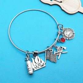 Xiahuyu Firefighter Gifts Firefighter Bracelet Fireman Gifts Fire Charm Firefighter Bracelet Gifts for Fireman Mom Wife Daughter Girlfriend
