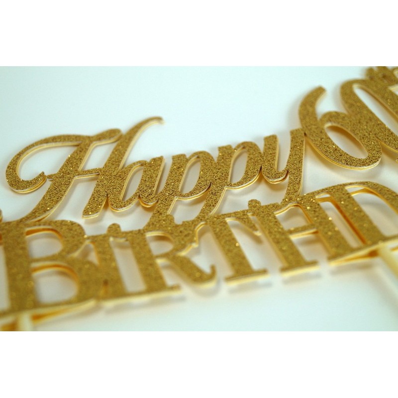 All About Details Happy 60th Birthday Cake Topper,1pc, 60th Birthday,