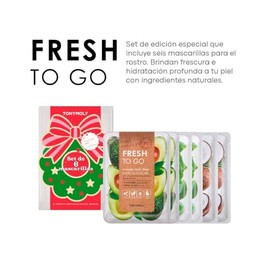 TONYMOLY Set 6 Mascarillas Faciales Fresh To Go  Hidratacin y Luminosidad Instantnea  2 Coco  2 Aguacate  2 Aloe  Pack Edicin Especial                