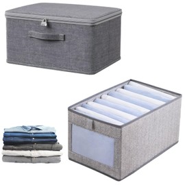 Occupaternm Lockable Box, Storage Box with Lid, Box with Lock, Lockable Box for Clothes, Toys, Fabric Organiser for Shirts, Sweaters, Jeans (Grey)