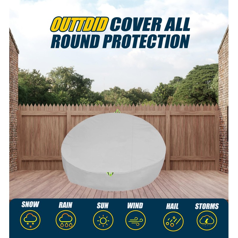 Outdoor Daybed Cover Waterproof, 600D Round Patio Sofa Cover, Heavy