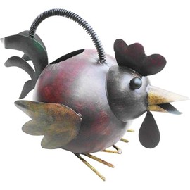 Maykoosh Iron Rooster Watering Can - Unique Decorative Figurine, 14" x 7" x 9", Handmade Tin Metal for Garden or Home Use and Style