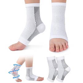Grenben Functionalsocks - Functional Socks for Neuropathy,Soothe Compression Socks,Ankle Compression Sleeve Ankle Brace Socks,Ankle brace Socks,Neuropathy Socks for Women and Men White (L/XL)