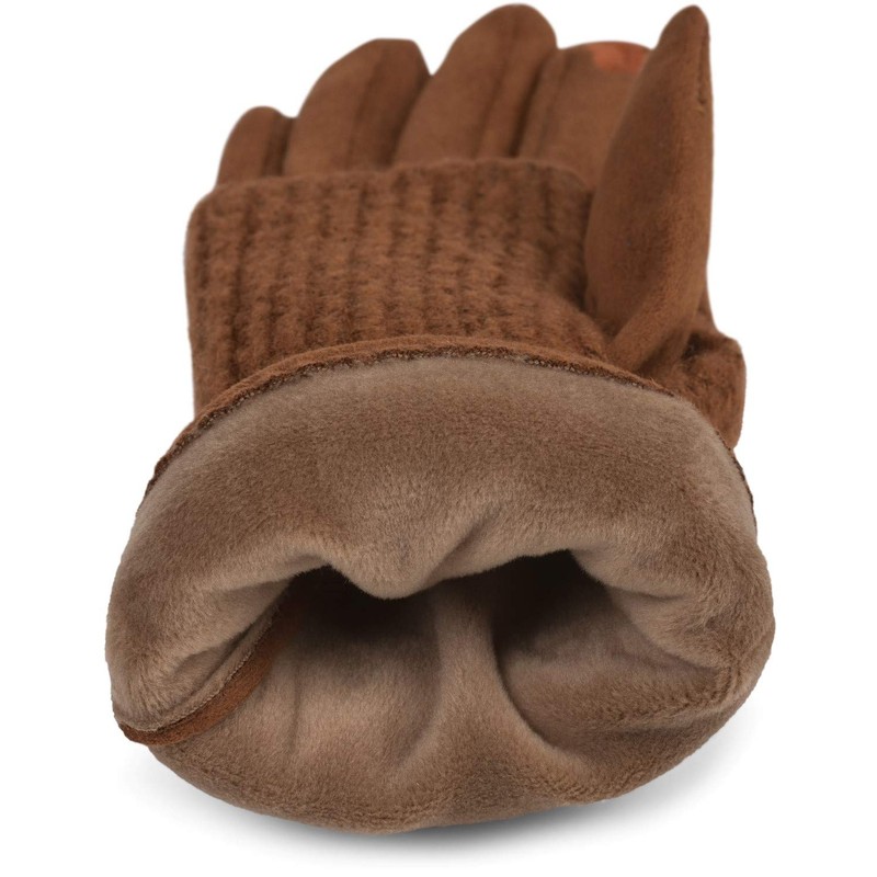 styleBreaker Women's Touchscreen Fabric Gloves with Removable Knitted Cuffs, Warm,